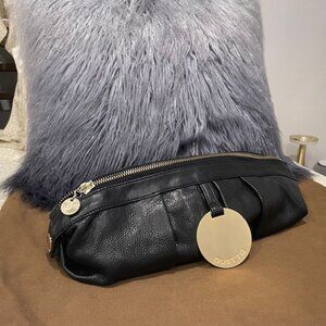 Gusto Black Leather Clutch Bag